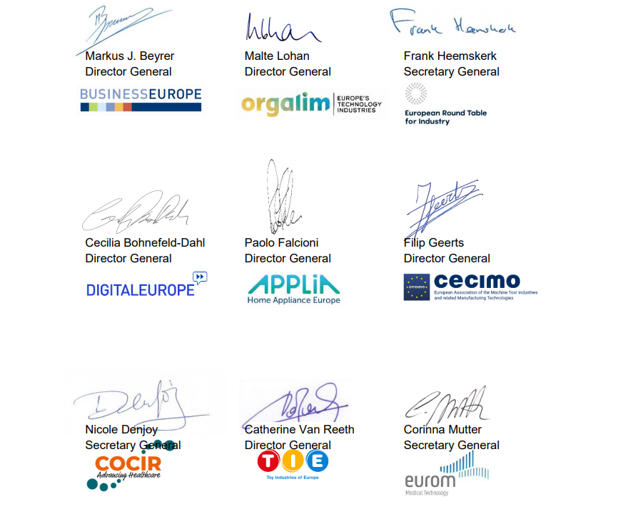 Joint open letter on industry competitiveness and EU standardisation